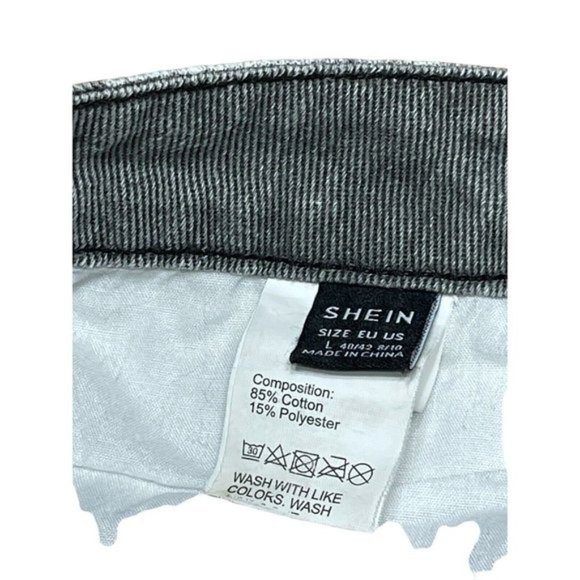 Shein women‎ high-waisted jean with print grey  and white size L - Picture 13 of 13